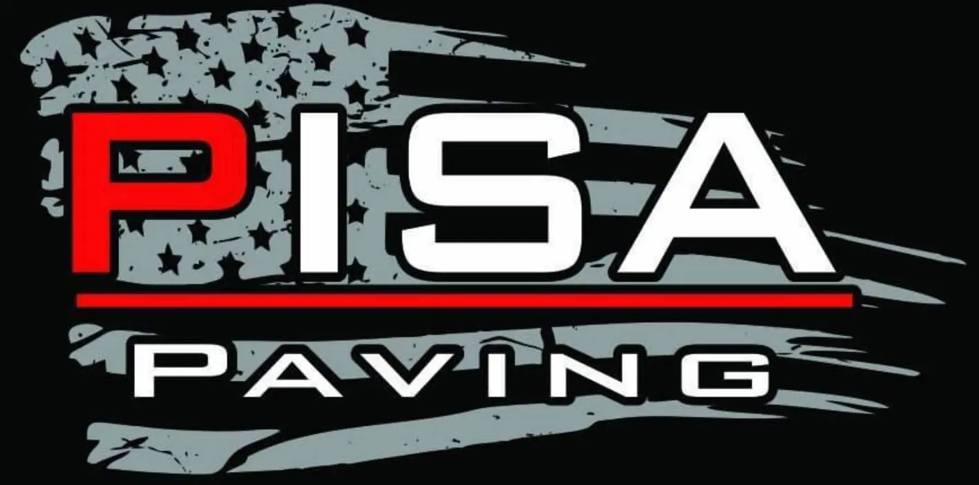 A black and white logo with an american flag.